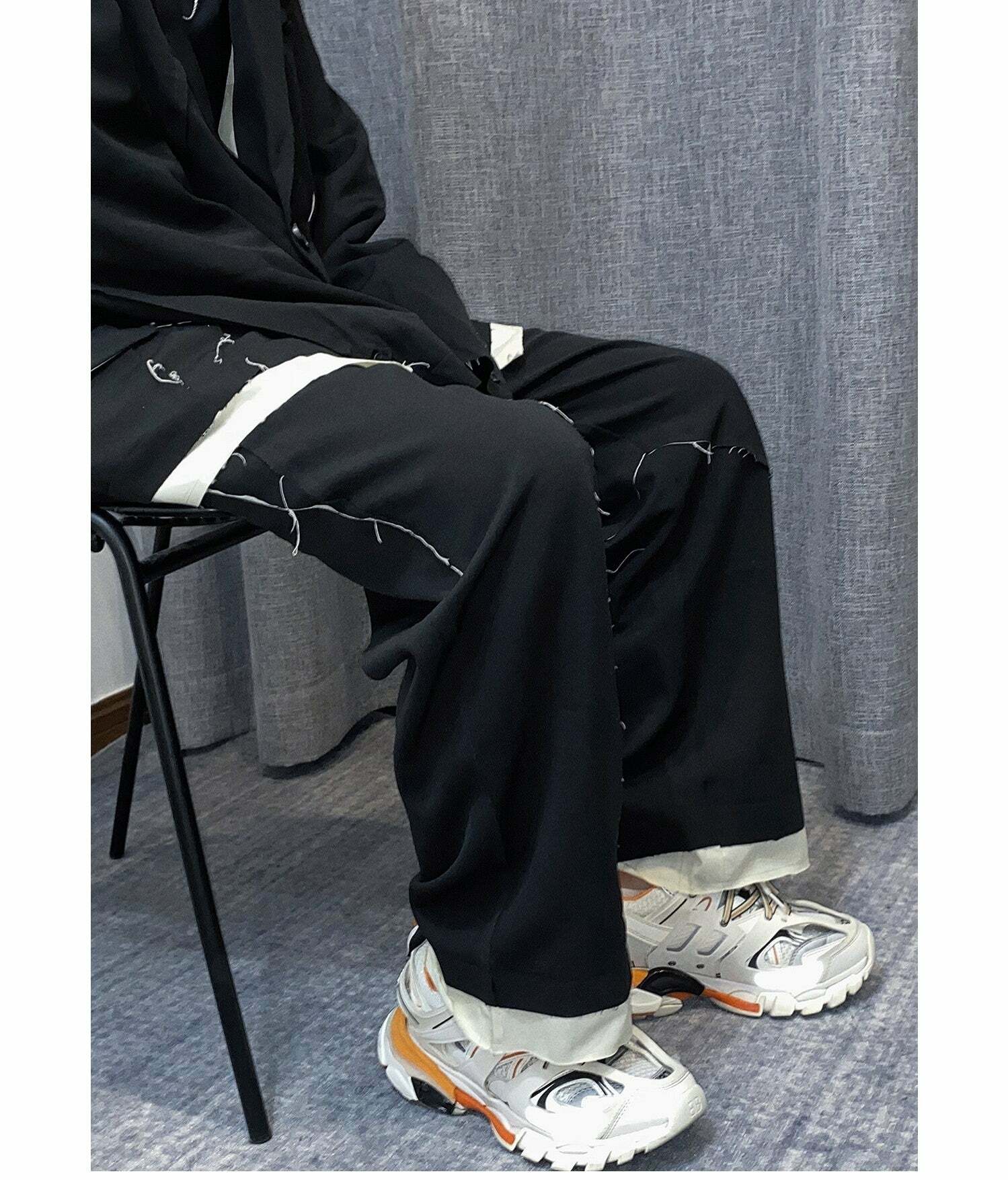 Y2K Grunge Destroyed Trousers - 90s Fashion, Retro Style, Y2K Summer Outfits, Gothic Y2K