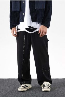 Y2K Grunge Destroyed Trousers - 90s Fashion, Retro Style, Y2K Summer Outfits, Gothic Y2K