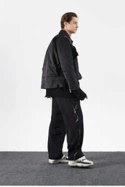 Y2K Grunge Destroyed Trousers - 90s Fashion, Retro Style, Y2K Summer Outfits, Gothic Y2K