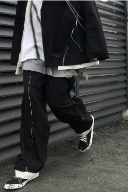 Y2K Grunge Destroyed Trousers - 90s Fashion, Retro Style, Y2K Summer Outfits, Gothic Y2K
