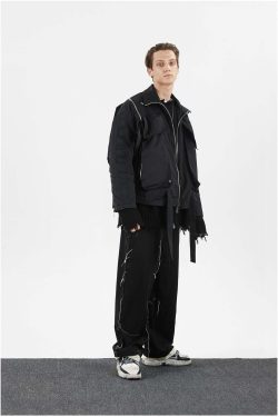 Y2K Grunge Destroyed Trousers - 90s Fashion, Retro Style, Y2K Summer Outfits, Gothic Y2K