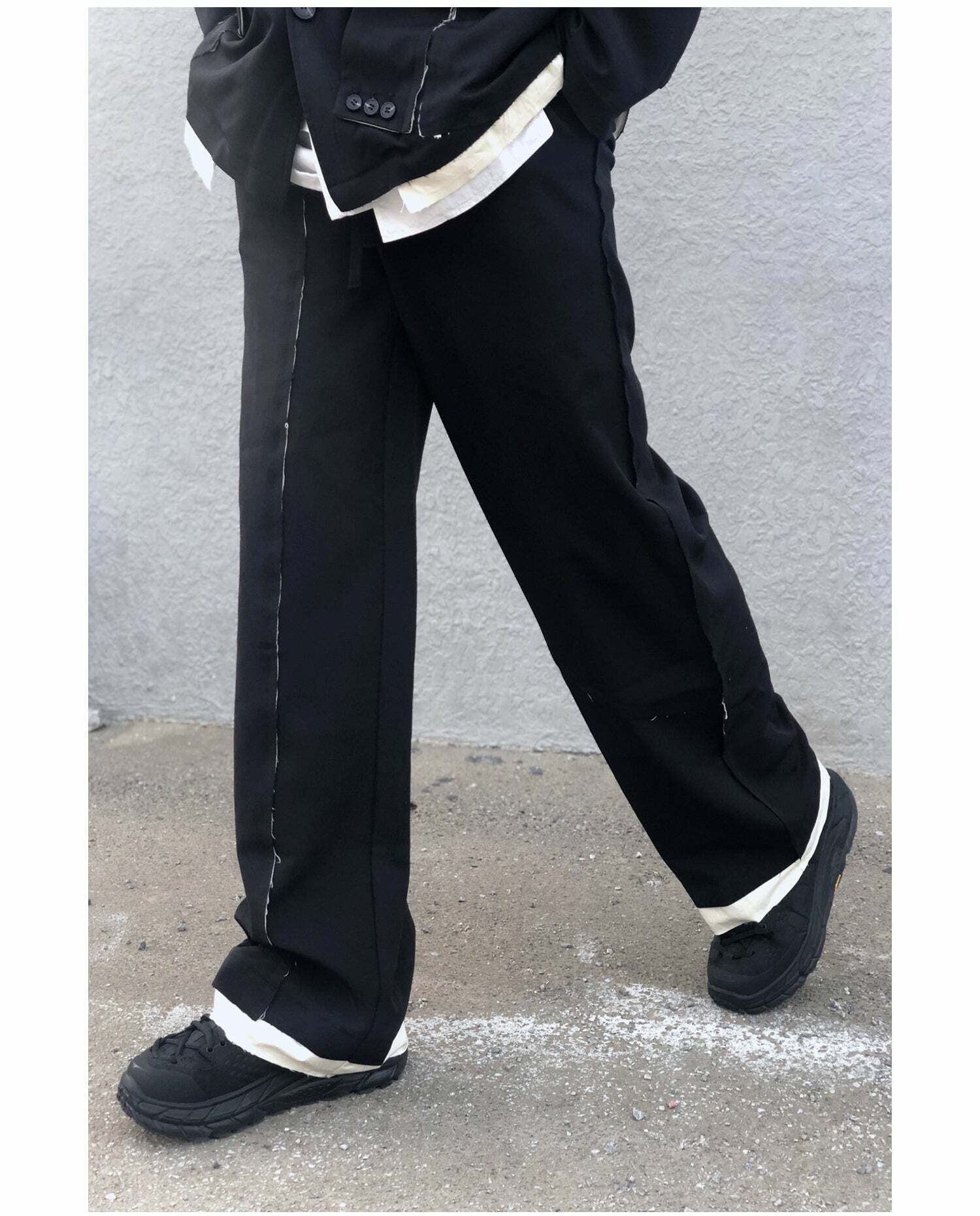 Y2K Grunge Destroyed Trousers - 90s Retro Summer Outfit, Y2K Club & Party Fashion