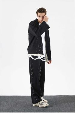 Y2K Grunge Destroyed Trousers - 90s Retro Summer Outfit, Y2K Club & Party Fashion
