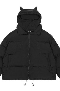 Y2K Grunge Devil Puffer Jacket - Retro 90s Fashion, Summer & Party Outfits for Women