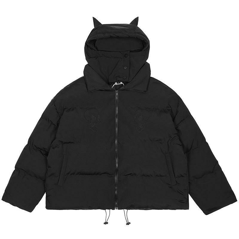 Y2K Grunge Devil Puffer Jacket - Retro 90s Fashion, Summer & Party Outfits for Women