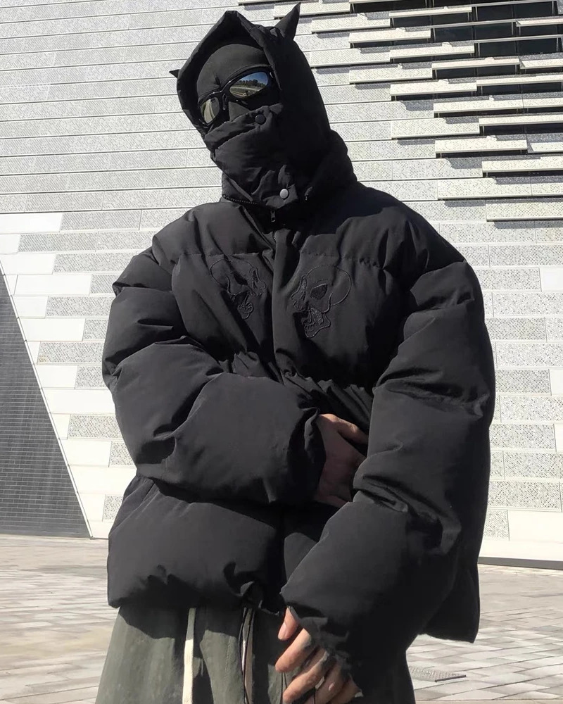 Y2K Grunge Devil Puffer Jacket - Retro 90s Fashion, Summer Outfits, and Club Party Looks