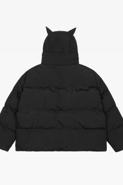 Y2K Grunge Devil Puffer Jacket - Retro 90s Fashion, Summer Outfits, and Club Party Looks
