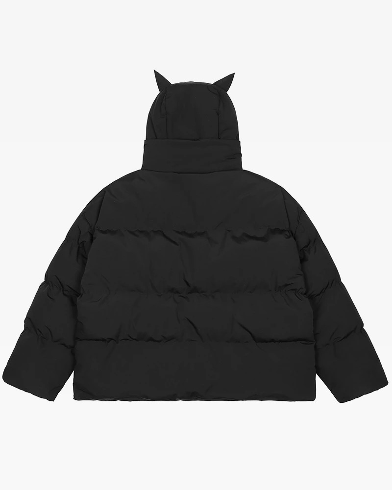 Y2K Grunge Devil Puffer Jacket - Retro 90s Fashion, Summer Outfits, and Club Party Looks