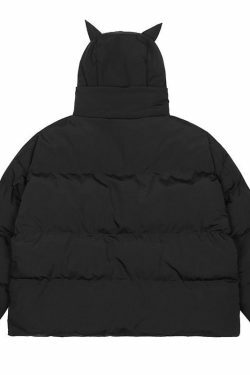 Y2K Grunge Devil Puffer Jacket - Retro 90s Fashion, Summer Outfits, and Club Party Style