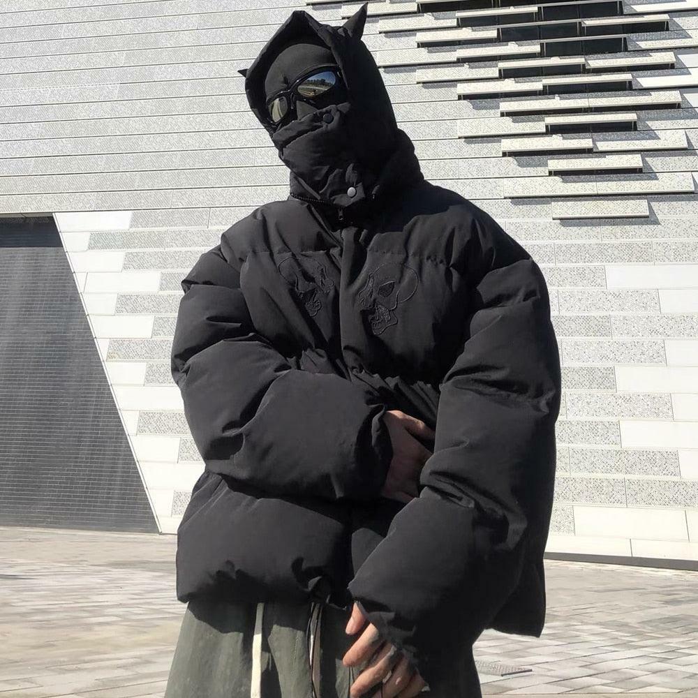 Y2K Grunge Devil Puffer Jacket - Retro 90s Fashion, Summer Outfits, and Club Party Style
