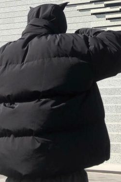 Y2K Grunge Devil Puffer Jacket - Retro 90s Fashion, Summer Outfits, and Club Party Style