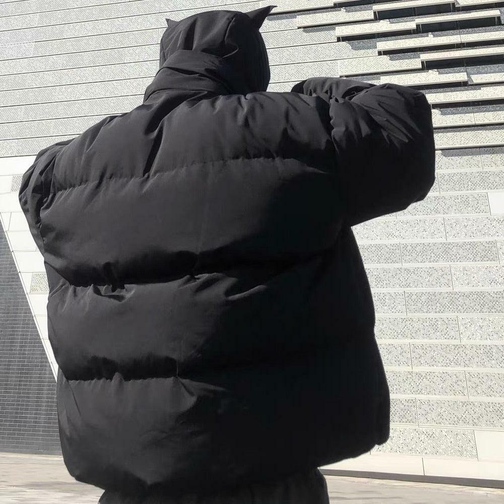 Y2K Grunge Devil Puffer Jacket - Retro 90s Fashion, Summer Outfits, and Club Party Style