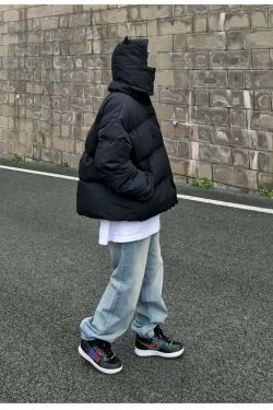 Y2K Grunge Devil Puffer Jacket - Retro 90s Fashion, Summer Outfits, and Club Party Style