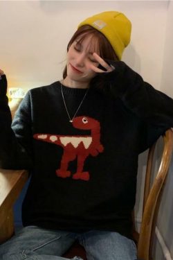 Y2K Grunge Dinosaur Sweater - Retro 90s Fashion, Pastel Goth, Summer Y2K Outfits