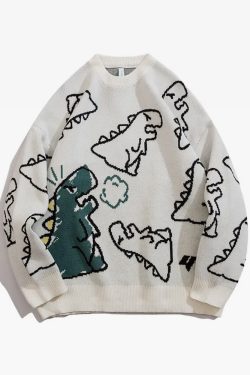 Y2K Grunge Dinosaur Sweater - Retro 90s Fashion, Summer Outfits, and Pastel Goth Style