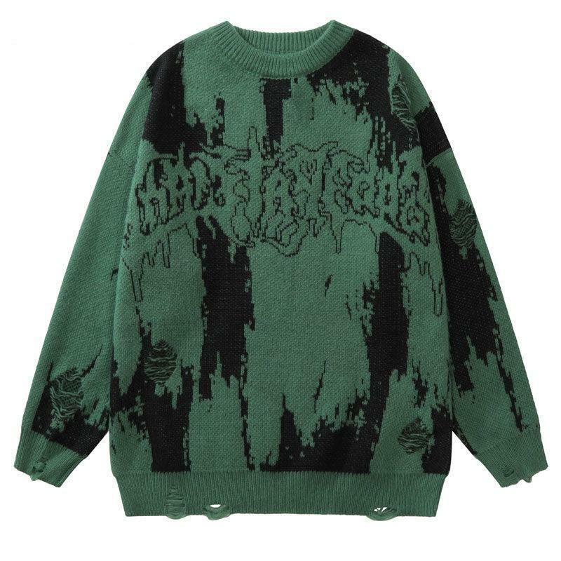 Y2K Grunge Distressed Knit Sweater - 90s Fashion, Retro Style, Y2K Summer & Party Outfits