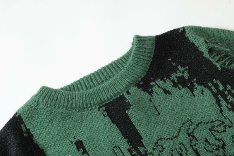 Y2K Grunge Distressed Knit Sweater - 90s Fashion, Retro Style, Y2K Summer & Party Outfits