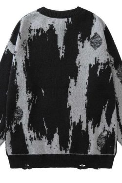 Y2K Grunge Distressed Knit Sweater - 90s Fashion, Retro Style, Y2K Summer & Party Outfits
