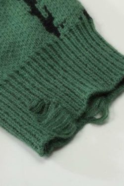 Y2K Grunge Distressed Knit Sweater - 90s Fashion, Retro Style, Y2K Summer & Party Outfits