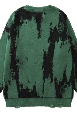 Y2K Grunge Distressed Knit Sweater - 90s Fashion, Retro Style, Y2K Summer & Party Outfits