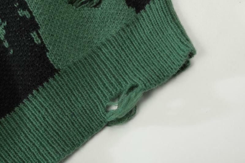 Y2K Grunge Distressed Knit Sweater - 90s Fashion, Retro Style, Y2K Summer & Party Outfits