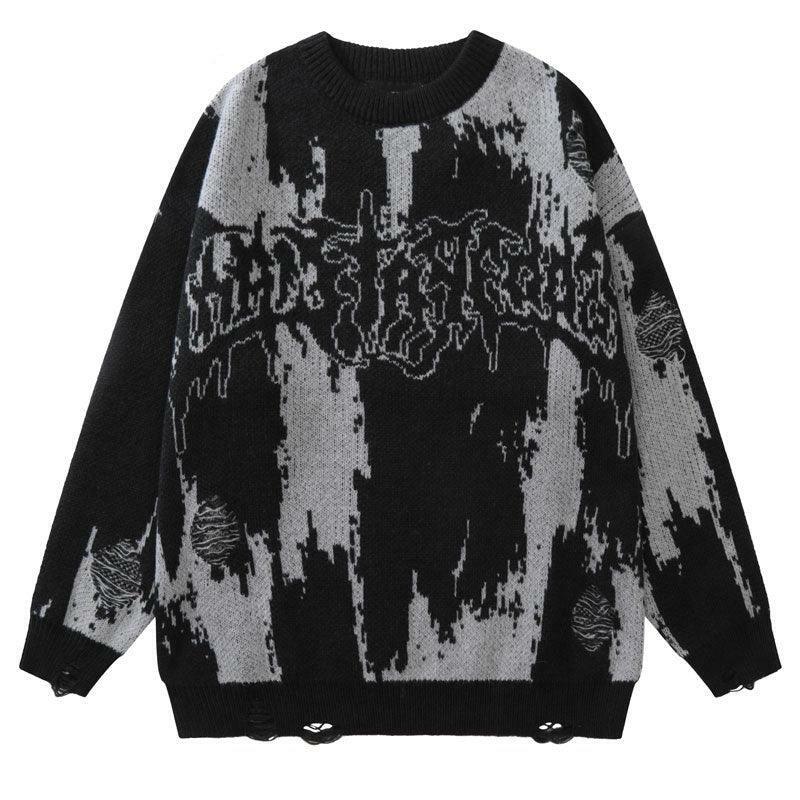 Y2K Grunge Distressed Knit Sweater - 90s Fashion, Retro Style, Y2K Summer & Party Outfits