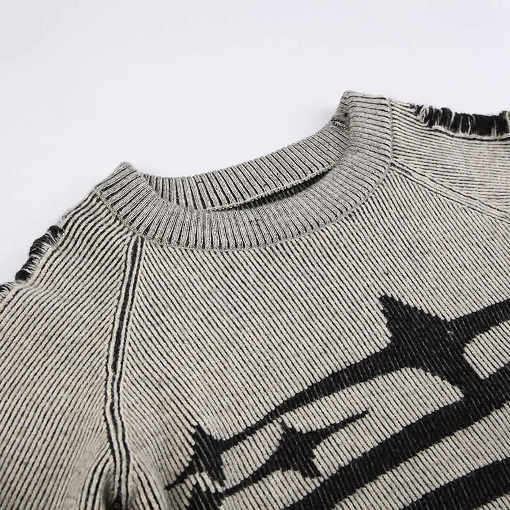 Y2K Grunge Distressed Long Sleeve Top - 90s Fashion, Retro Style, Y2K Summer Outfits