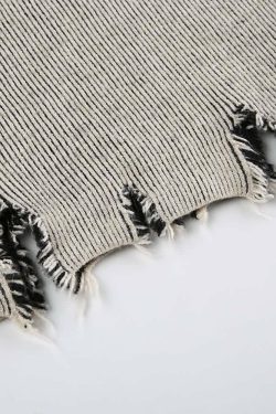 Y2K Grunge Distressed Long Sleeve Top - 90s Fashion, Retro Style, Y2K Summer Outfits