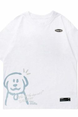 Y2K Grunge Dog Park Tee - Retro 90s Fashion, Summer Y2K Outfits, Pastel Goth Style