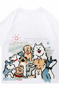 Y2K Grunge Dog Park Tee - Retro 90s Fashion, Summer Y2K Outfits, Pastel Goth Style