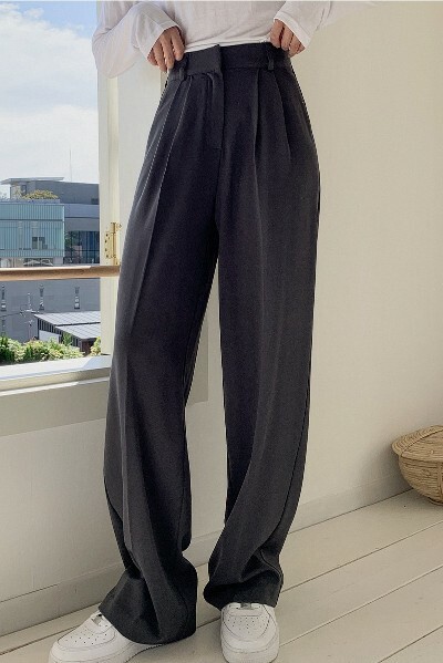 Y2K Grunge Double Pintuck Long Slacks - Retro 90s Fashion, Summer Y2K Outfits, Gothic Y2K Style