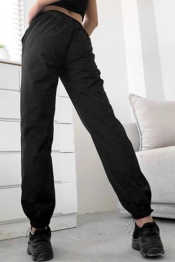 Y2K Grunge Dragon Black Pants - Retro 90s Fashion, Summer Y2K Outfits, Gothic Y2K Style