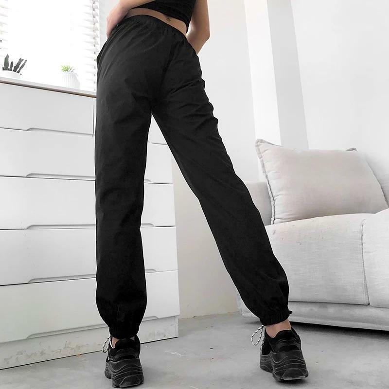 Y2K Grunge Dragon Black Pants - Retro 90s Fashion, Summer Y2K Outfits, Gothic Y2K Style