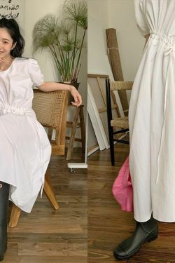 Y2K Grunge Drawcord Long Dress - Retro 90s Summer Outfit, Pastel Goth, Y2K Party Fashion