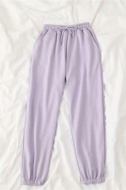 Y2K Grunge Drawstring Cotton Sweatpants - Retro 90s Summer Outfit, Pastel Goth, Hip Hop Fashion