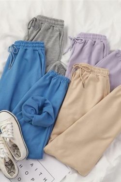 Y2K Grunge Drawstring Cotton Sweatpants - Retro 90s Summer Outfit, Pastel Goth, Hip Hop Fashion