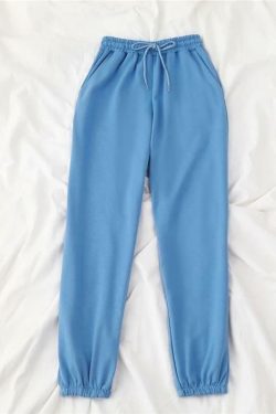 Y2K Grunge Drawstring Cotton Sweatpants - Retro 90s Summer Outfit, Pastel Goth, Hip Hop Fashion