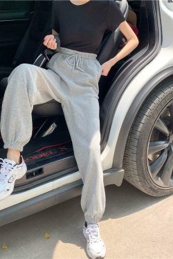 Y2K Grunge Drawstring Cotton Sweatpants - Retro 90s Summer Outfit, Pastel Goth, Hip Hop Fashion