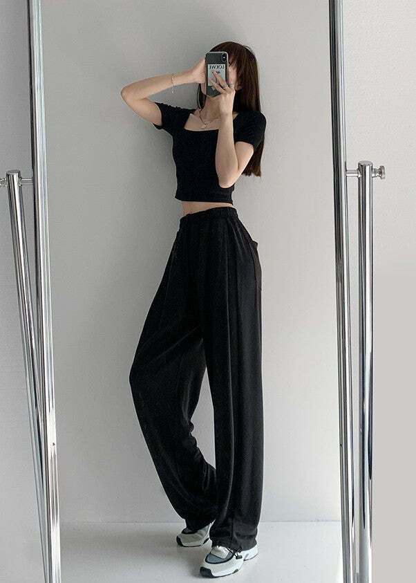 Y2K Grunge Drawstring Sweatpants - Retro 90s Fashion, Summer Outfits, and Pastel Goth Style