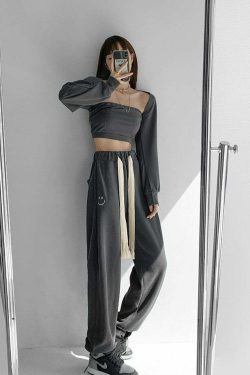 Y2K Grunge Drawstring Sweatpants - Retro 90s Summer Outfit, Perfect for Y2K Fashionistas