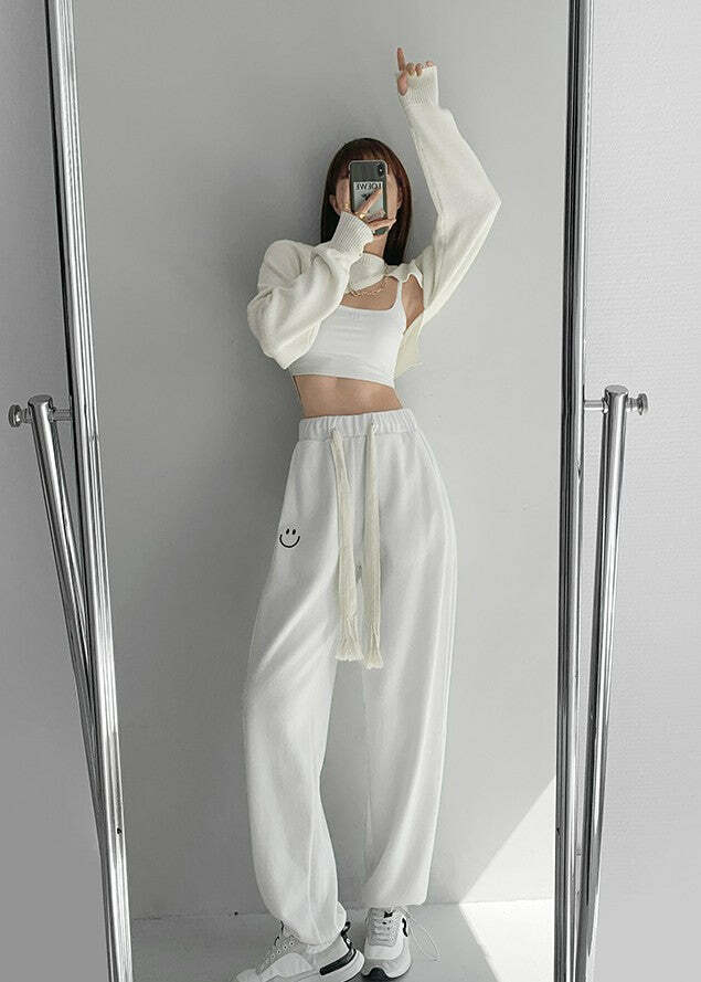 Y2K Grunge Drawstring Sweatpants - Retro 90s Summer Outfit, Perfect for Y2K Fashionistas