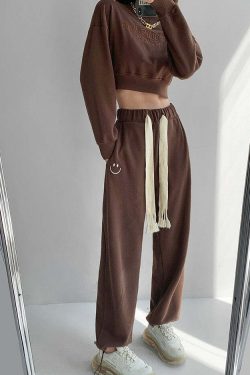 Y2K Grunge Drawstring Sweatpants - Retro 90s Summer Outfit, Perfect for Y2K Fashionistas