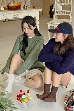 Y2K Grunge Drop-Shoulder Loose Rib-Knit Sweater - 90s Retro Summer Outfit