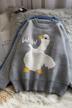 Y2K Grunge Duck Sweater - Retro 90s Fashion, Summer Outfits, and Pastel Goth Style