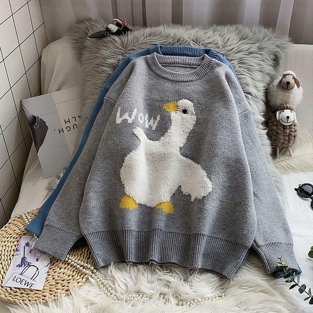 Y2K Grunge Duck Sweater - Retro 90s Fashion, Summer Outfits, and Pastel Goth Style