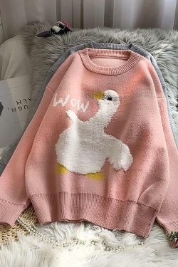 Y2K Grunge Duck Sweater - Retro 90s Fashion, Summer Outfits, and Pastel Goth Style