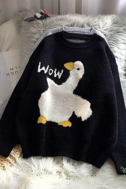 Y2K Grunge Duck Sweater - Retro 90s Fashion, Summer Outfits, and Pastel Goth Style