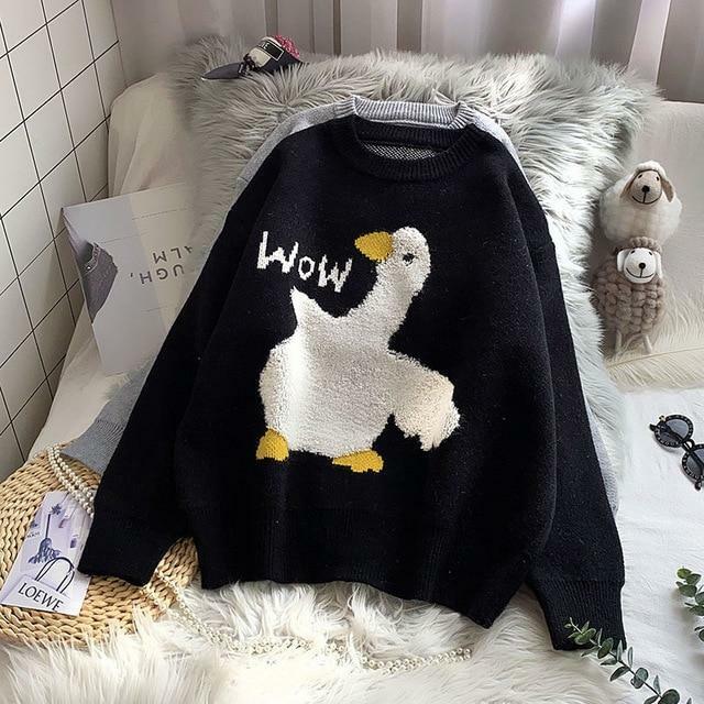 Y2K Grunge Duck Sweater - Retro 90s Fashion, Summer Outfits, and Pastel Goth Style