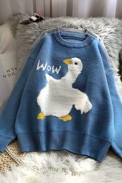 Y2K Grunge Duck Sweater - Retro 90s Fashion, Summer Outfits, and Pastel Goth Style