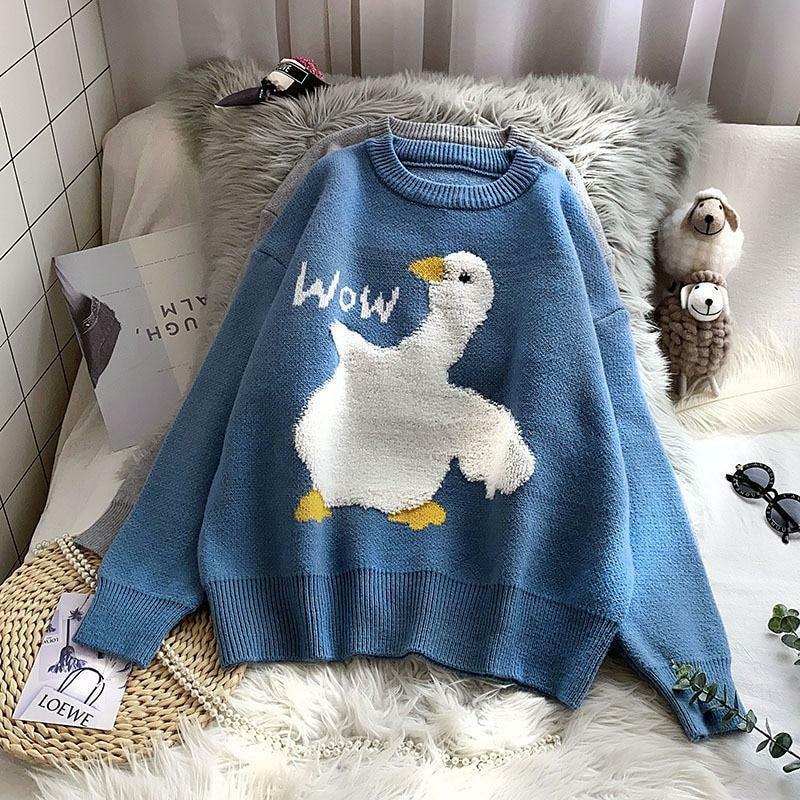 Y2K Grunge Duck Sweater - Retro 90s Fashion, Summer Outfits, and Pastel Goth Style
